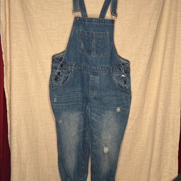 City Chic Pants - City Chic Women’s Medium Wash Denim Skinny Overalls Sz 16